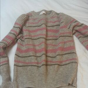 Striped Knit Sweater in Pink and Tan